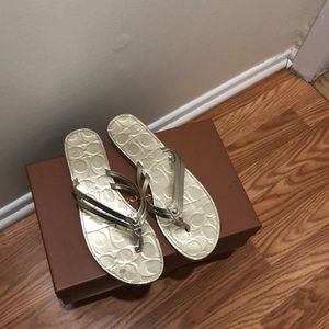 Coach Gold Flipflops